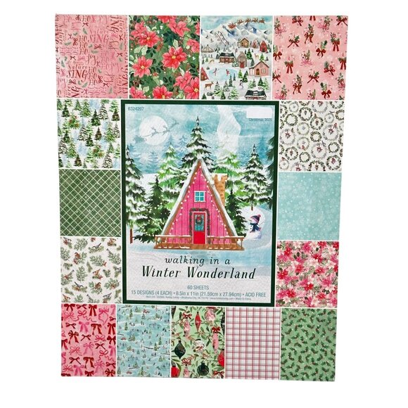 Christmas Paper Crafts Set Pink Holiday Scrapbook Holiday Packs Cards Washi Tape - Picture 5 of 9